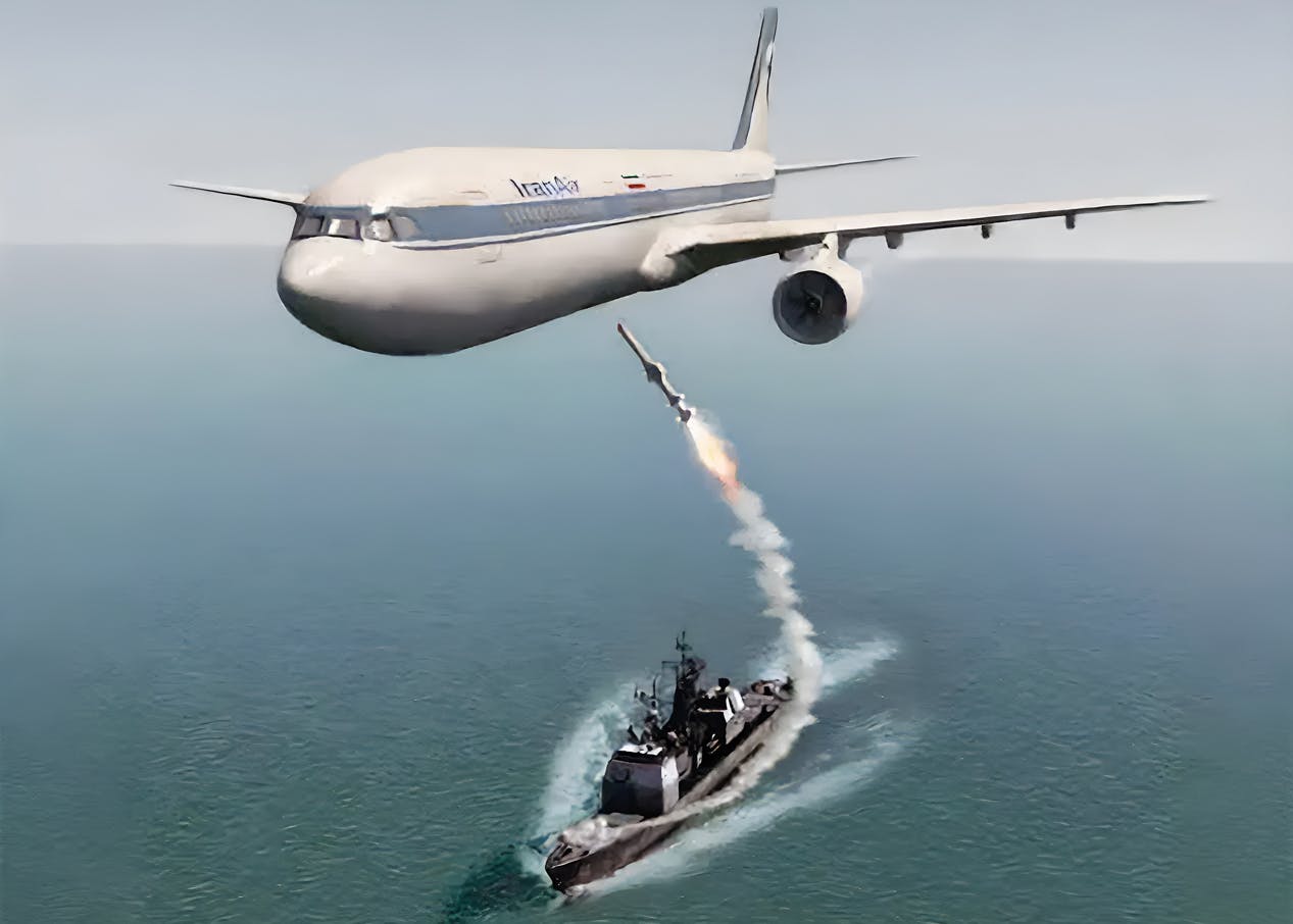 USS Vincennes blows up an Iranian plane